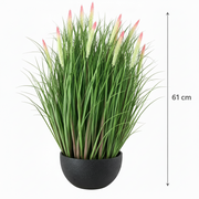 Artificial Plant, Fox Tail Type Ornamental Potted Grass, 61 cm, with 19 Spices, Green and Pink