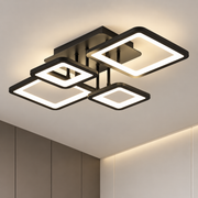 LED chandelier with remote control ELLA 67W, 4 Squares, Cold/Warm/Neutral light, Dimmable, Black, Metal and Acrylic