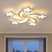 LED chandelier with remote control IPOMOEA 85W, 5 Stars, Cold/Warm/Neutral light, Dimmable, White, Metal and Acrylic