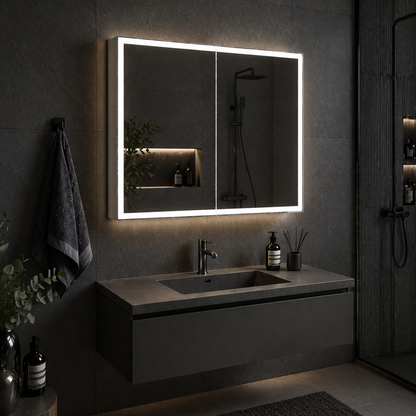 LED Mirror with Cabinet MODA 60x70 cm White Perimeter Lighting and Touch Sensor