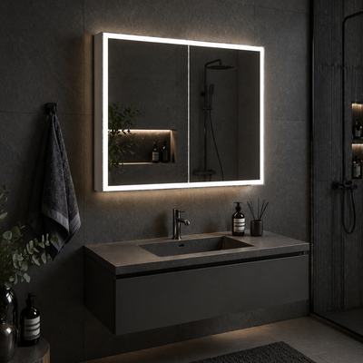 LED Mirror with Cabinet MODA 60x70 cm White Perimeter Lighting and Touch Sensor