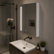 LED Mirror with Cabinet PLANO 80x70 cm White Touch Sensor and Storage