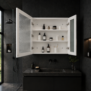 LED Mirror with Cabinet PLANO 80x70 cm White Touch Sensor and Storage