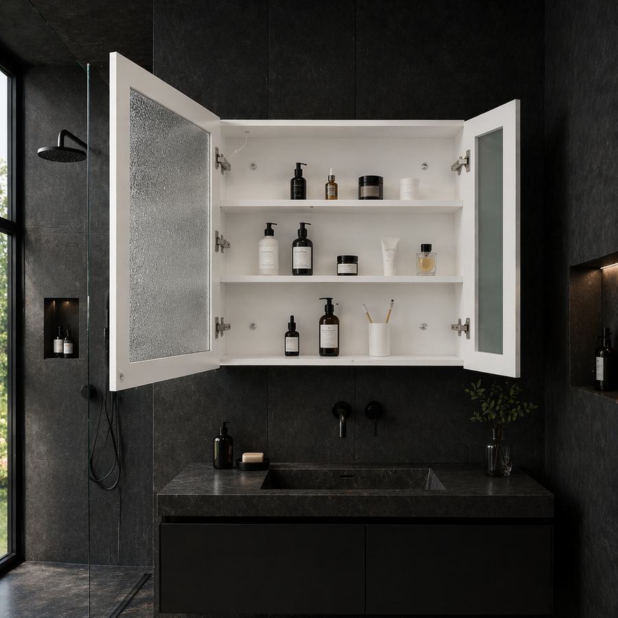 LED Mirror with Cabinet PLANO 80x70 cm White Touch Sensor and Storage