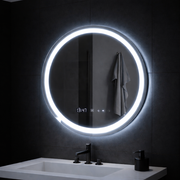 Round LED mirror, 70cm, Celeste MotionGlow Marcello, De-fogging System, Clock & Thermometer, Dimmable, Warm Neutral Cold Light 3000K/4000K/6000K