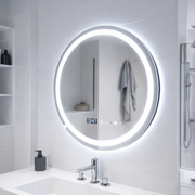 Round LED mirror, 70cm, Celeste MotionGlow Marcello, De-fogging System, Clock & Thermometer, Dimmable, Warm Neutral Cold Light 3000K/4000K/6000K
