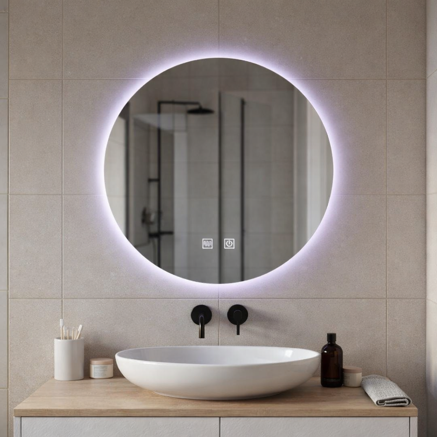 Round LED mirror, 70cm, Isolda, Touch, Demister system