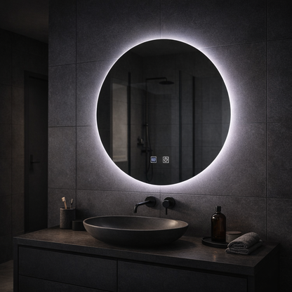 Round LED mirror, 70cm, Isolda, Touch, Demister system