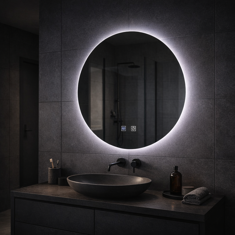 Round LED mirror, 70cm, Isolda, Touch, Demister system