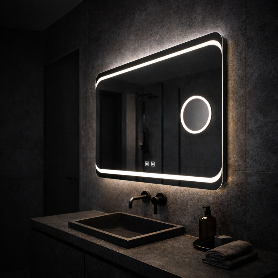 Rectangular LED mirror, 80x60cm, Stella Touch, Demister System
