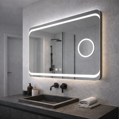 Rectangular LED mirror, 80x60cm, Stella Touch, Demister System