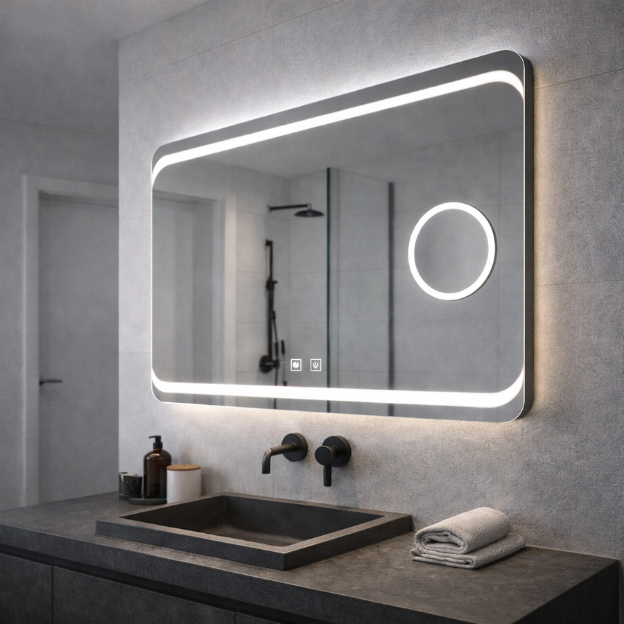 Rectangular LED mirror, 80x60cm, Stella Touch, Demister System