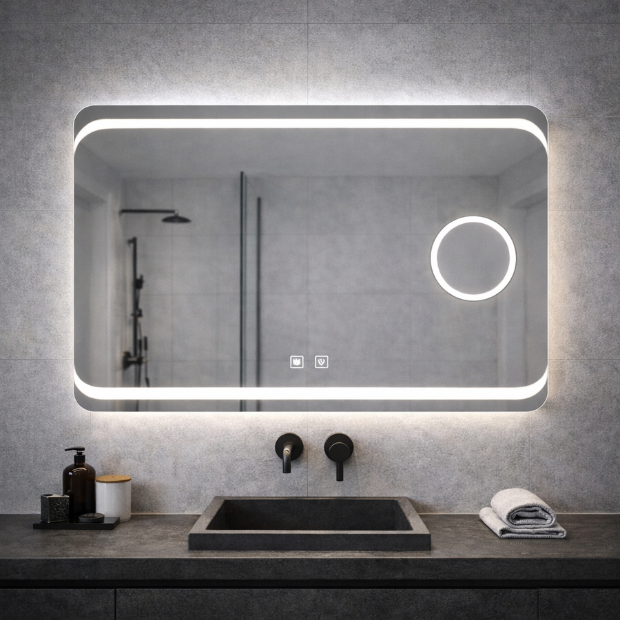 Rectangular LED mirror, 80x60cm, Stella Touch, Demister System