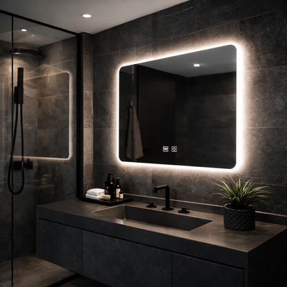 ARTEA Touch Rectangular LED Mirror, 80X60cm, Demister System, Dimmable, Race Light 6000K