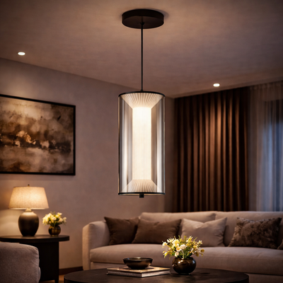 Suspended LED Chandelier with Remote Control 29W, LM511/1BK, Adjustable Height, Warm/Cold/Neutral Light, White, Meta