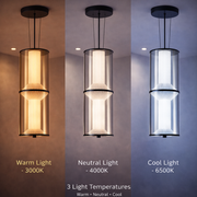 Suspended LED Chandelier with Remote Control 48W, LM511/2BK, Adjustable Height, Warm/Cold/Neutral Light, White, Metal