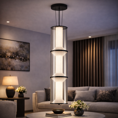 Suspended LED Chandelier with Remote Control 78W, LM511/3BK, Adjustable Height, Warm/Cold/Neutral Light, White, Metal