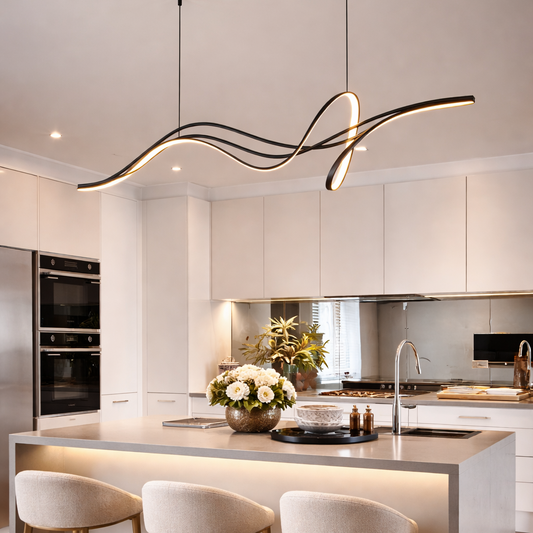 Suspended LED chandelier with remote control LIBRE, 80W, Cold/Warm/Neutral light, Dimmable, Black, Height Adjustable