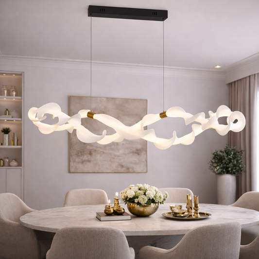 Suspended Acrylic LED Chandelier LT762/2GD, 80W, Warm/Neutral/Cold Light 3000/4000/6000K, White, Adjustable Height