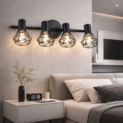 Chandelier with Lampshade, GRACIE, LC365/4BK, Diamond, 4xE14, Black, Metal