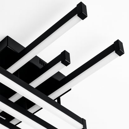 LED Chandelier with Remote Control LINEX, 63W, 6 Elements, Linear, Cold/Warm/Neutral light, Dimmable, Black