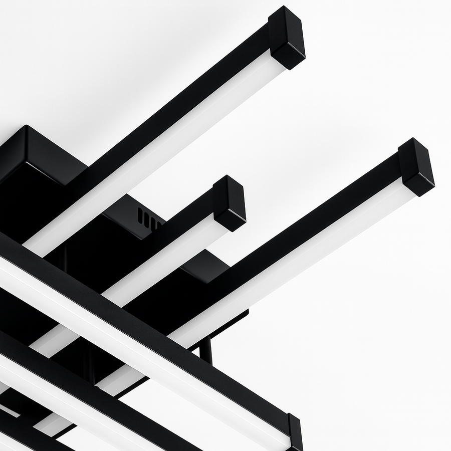 LED Chandelier with Remote Control LINEX, 63W, 6 Elements, Linear, Cold/Warm/Neutral light, Dimmable, Black