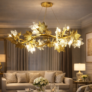 Modern Chandelier, CM260/800GD, 8xE14, Diameter 80cm, Gold, Adjustable Height, Metal and Crystals