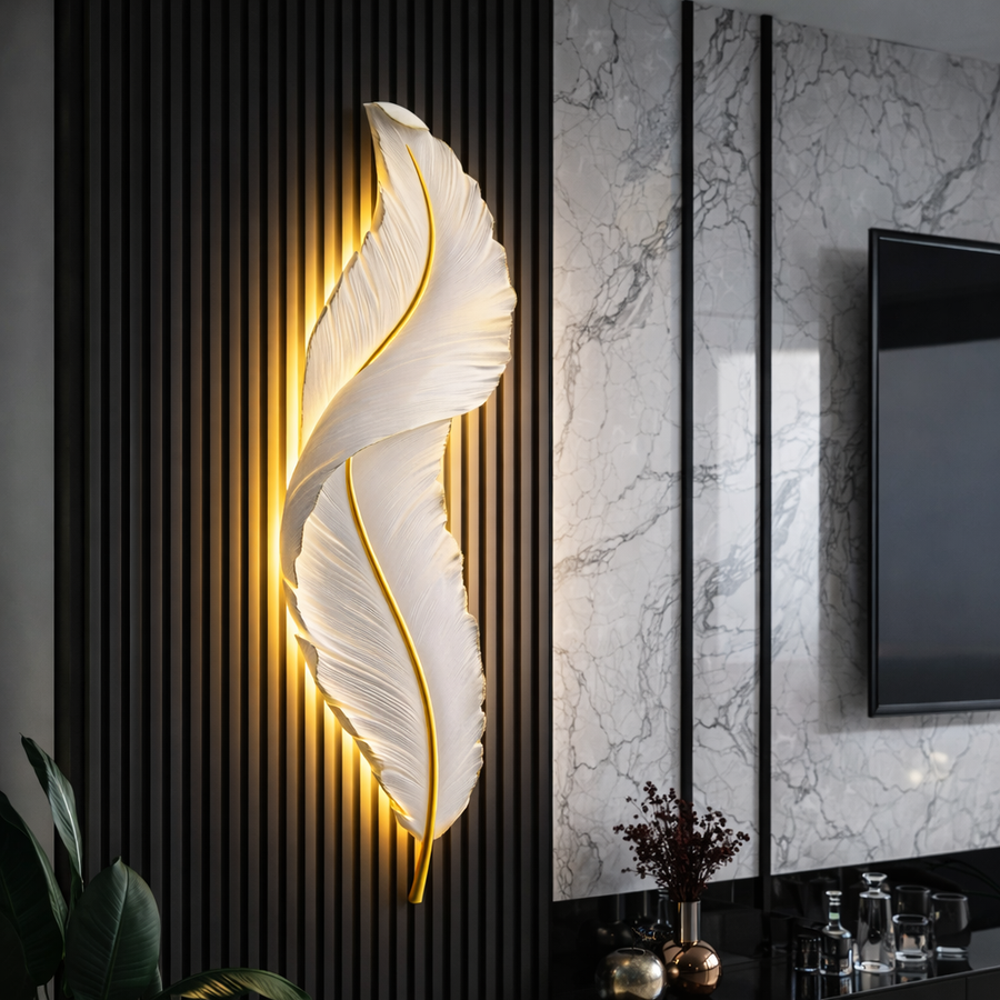 LED lamp, Decorative Feather 85CM 31W Cold/Warm/Neutral Light White Gold