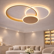LED chandelier with remote control KILLIAN 46W, 3 Circles, Cold/Warm/Neutral light 3000K/4000K/6000K, Dimmable, White Gold