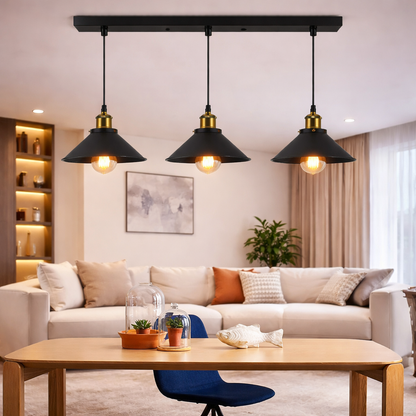 Hanging Chandelier, LV210/3L, 3*E27, Brown, Metal and Wire, Adjustable Height