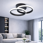 LED Chandelier VERTEX CIRCULA 21W, 2 Circles, Metal Frames, Cold/Warm/Neutral Light 3000K/4000K/6000K, Black, Metal