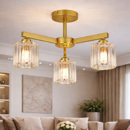 Modern Classic Chandelier LC110/3GD with Crystal, 3x E27, Gold, Metal and Crystal
