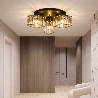 Sasha Modern Classic Chandelier, LC117/3BK, 3x E27, Metal and Crystal, Black, Lampshade