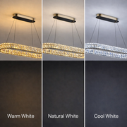 LED Chandelier with Remote Control, LLC132/900X300GD, Crystal and Metal, 80W, 1 Circle, Dimmable, Adjustable Height, Cold/Warm/Neutral Light, Luxurious Lighting