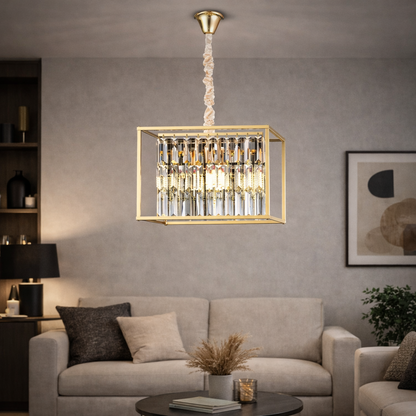 Petito Crystal Chandelier, 1676/350, 3xE14, Shiny Gold, Adjustable Height, Metal and Crystal