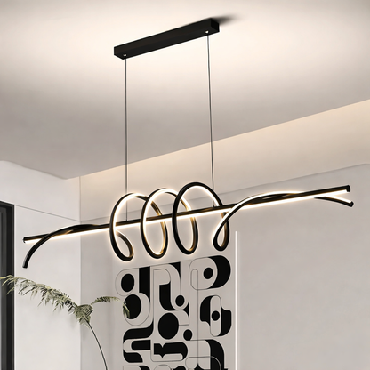 Suspended LED chandelier with remote control RIBBON 64W, Linear, Cold/Warm/Neutral light, Dimmable, Black, Height Adjustable