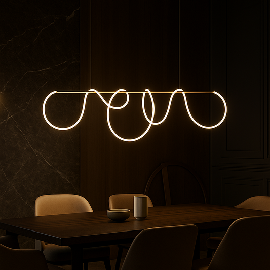 DIVINO Golden LED Chandelier 96W with Flexible Silicone Tube, 150cm - Adjustable Light 3000K/4000K/6000K