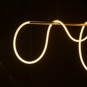 DIVINO LED Chandelier with Flexible Silicone Tube - 62W, Adjustable Light, Gold