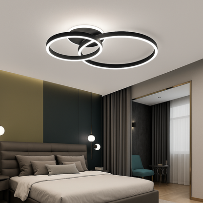 LED chandelier with remote control RINOVA 71W, 2 Circles, Cold/Warm/Neutral light, Dimmable, Black