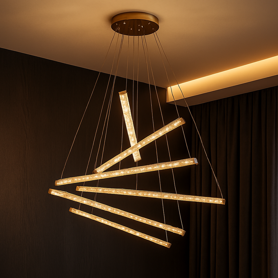 Suspended LED chandelier with remote control and crystal LIBORIA 64W, Cold/Warm/Neutral light, Dimmable, Shiny Chrome