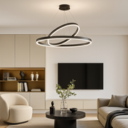 LED Suspended Chandelier PAGANO 31W, 2 Circles, Cold/Warm/Neutral Light, Dimmable, Black, Height Adjustable