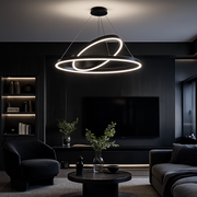 LED Suspended Chandelier PAGANO 31W, 2 Circles, Cold/Warm/Neutral Light, Dimmable, Black, Height Adjustable