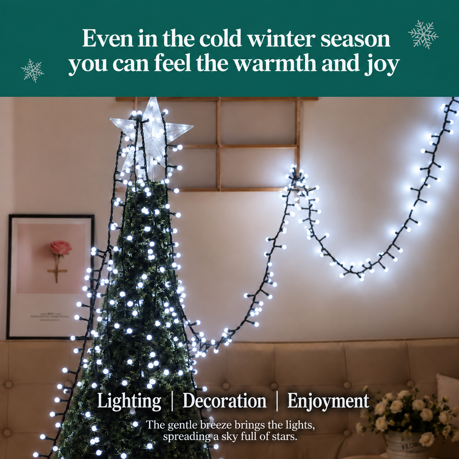 Linear Christmas Installation Type Mini Globes, Cold Light, 1000cm, 300 LEDs, IP44