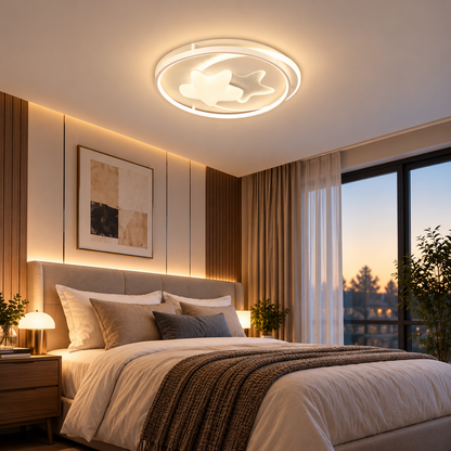 LED chandelier with remote control ISTARAVSHAN, Shape of Heavenly Bodies, 87W, Cold/Warm/Neutral light, Dimmable, White