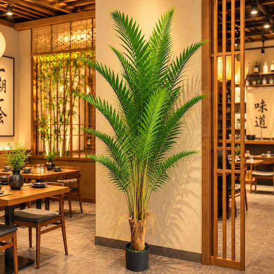 Artificial Kentia Palm Tree Plant, With Elegant Leaves, 230 cm, 18 Leaves, Green, with Pot