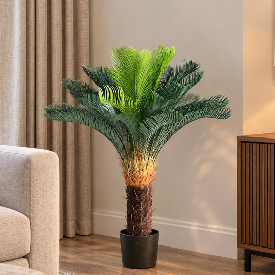 Artificial Palm Tree Plant, 36 leaves, 115 cm, Green, with Pot