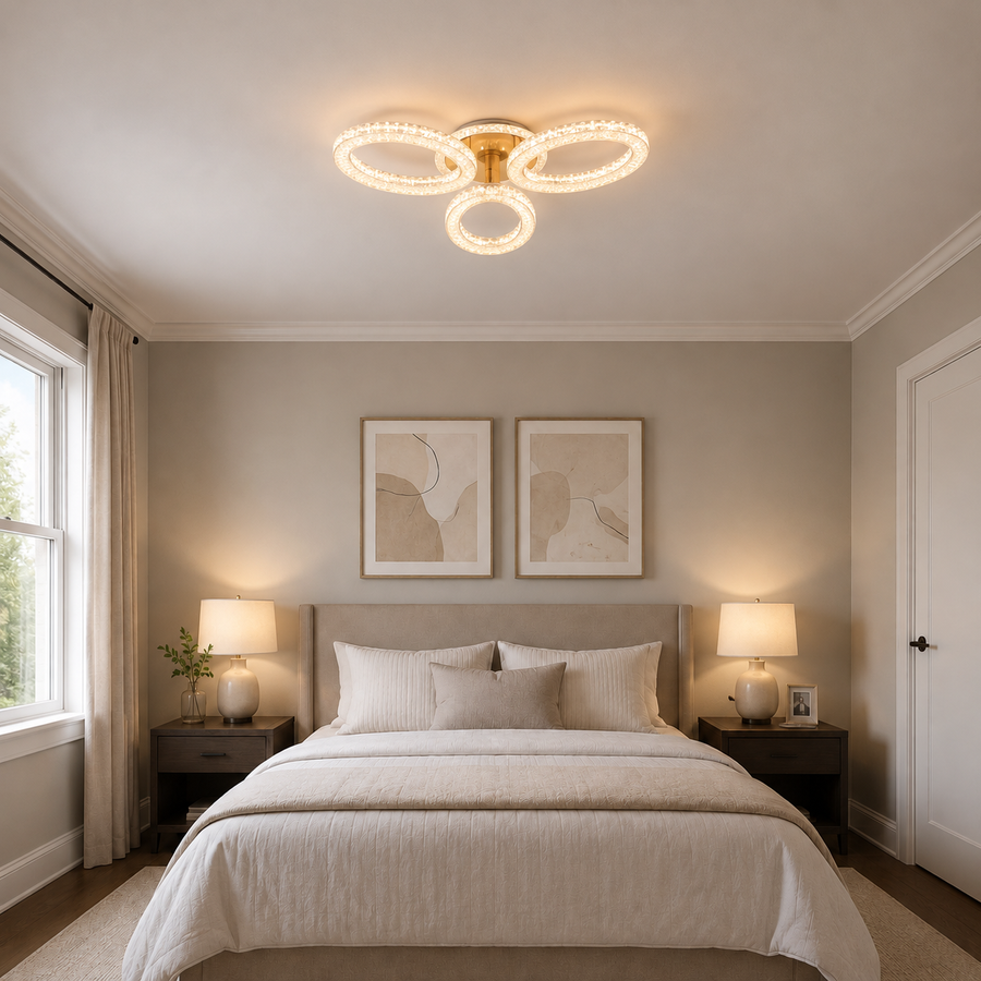 LED chandelier with remote control VEYRO, 39W, Cold/Warm/Neutral Light, Dimmable, Gold