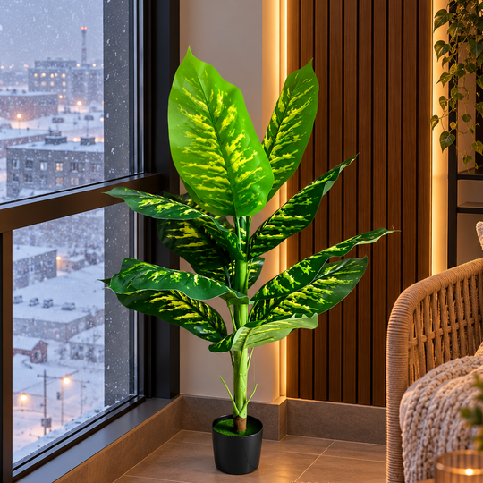 Artificial Plant Type Dieffenbachia, 100 cm, Green