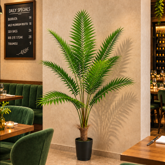 Artificial Kentia Palm Tree Plant, With Elegant Leaves, 180 cm, 10 Leaves, Green, with Pot