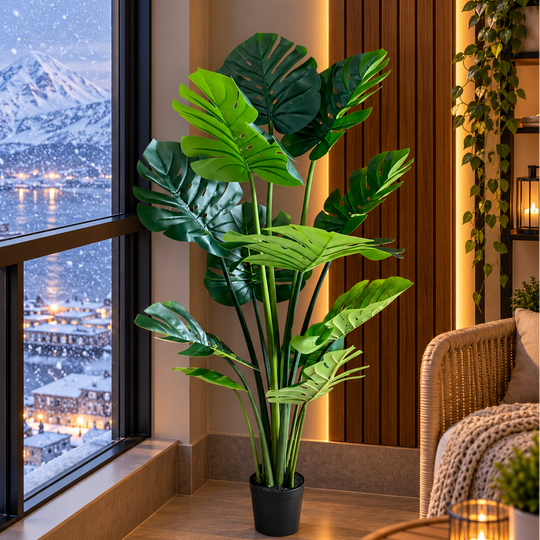 Artificial Plant Type Monstera Deliciosa, With Rich Leaves, 160 cm, Green